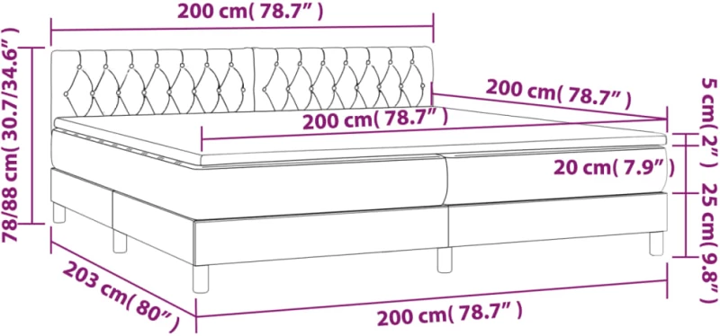 ΚΡΕΒΑΤΙ BOXSPRING ΜΕ ΣΤΡΩΜΑ & LED ΣΚ.ΓΚΡΙ 200X200ΕΚ. ΥΦΑΣΜΑΤΙΝΟ 3133982