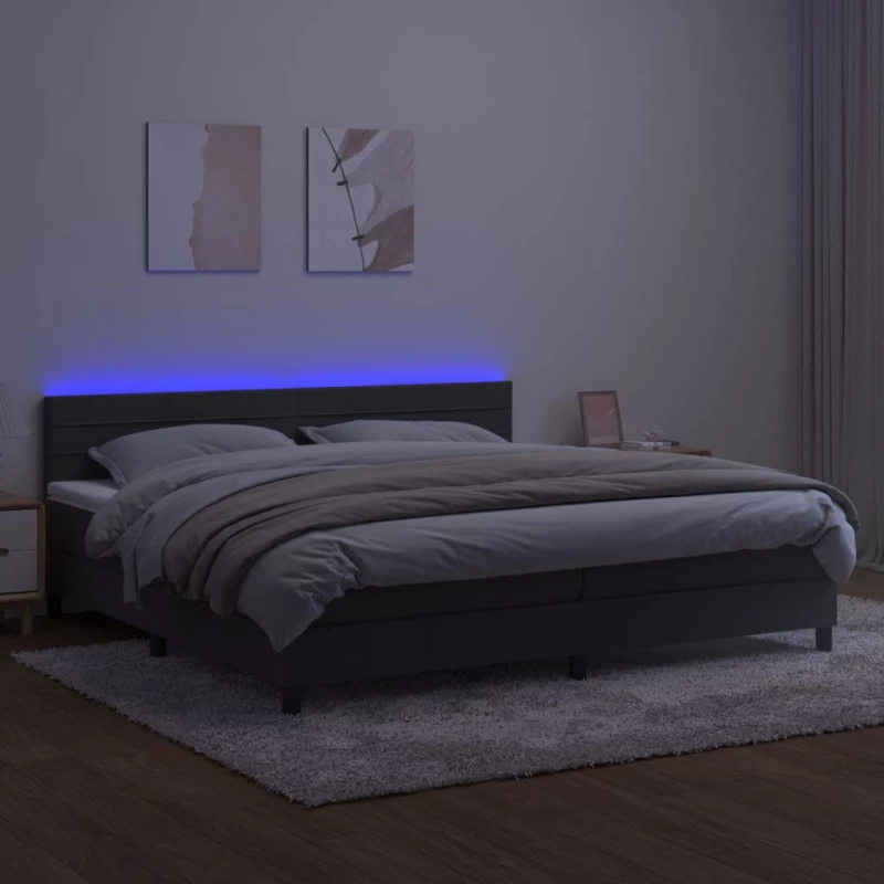 ΚΡΕΒΑΤΙ BOXSPRING ΜΕ ΣΤΡΩΜΑ & LED ΣΚ. ΓΚΡΙ 200X200ΕΚ. ΒΕΛΟΥΔΙΝΟ 3134484