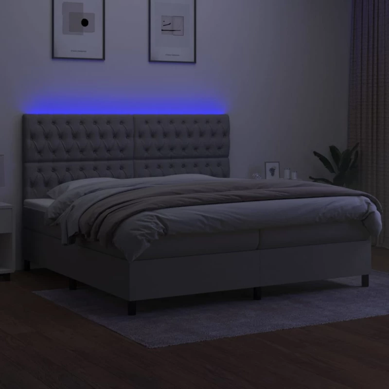 ΚΡΕΒΑΤΙ BOXSPRING ΜΕ ΣΤΡΩΜΑ & LED ΑΝ.ΓΚΡΙ 200X200ΕΚ. ΥΦΑΣΜΑΤΙΝΟ 3135141