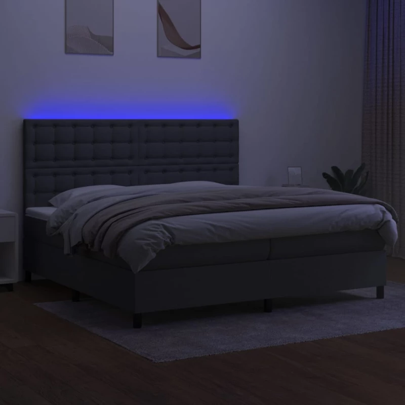 ΚΡΕΒΑΤΙ BOXSPRING ΜΕ ΣΤΡΩΜΑ & LED ΣΚ.ΓΚΡΙ 200X200ΕΚ. ΥΦΑΣΜΑΤΙΝΟ 3135222