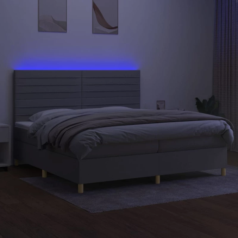 ΚΡΕΒΑΤΙ BOXSPRING ΜΕ ΣΤΡΩΜΑ & LED ΑΝ.ΓΚΡΙ 200X200ΕΚ. ΥΦΑΣΜΑΤΙΝΟ 3135541