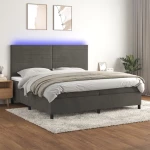 ΚΡΕΒΑΤΙ BOXSPRING ΜΕ ΣΤΡΩΜΑ & LED ΣΚ. ΓΚΡΙ 200X200ΕΚ. ΒΕΛΟΥΔΙΝΟ 3136204
