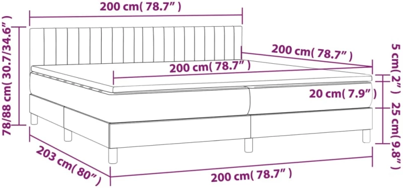 ΚΡΕΒΑΤΙ BOXSPRING ΜΕ ΣΤΡΩΜΑ ΑΝΟΙΧΤΟ ΓΚΡΙ 200X200 ΕΚ. ΥΦΑΣΜΑΤΙΝΟ 3140241