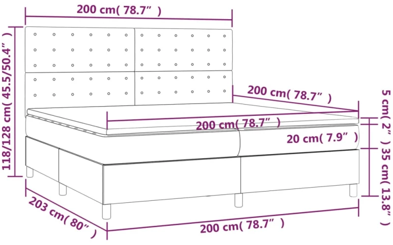 ΚΡΕΒΑΤΙ BOXSPRING ΜΕ ΣΤΡΩΜΑ ΣΚΟΥΡΟ ΓΚΡΙ 200X200 ΕΚ. ΥΦΑΣΜΑΤΙΝΟ 3142682