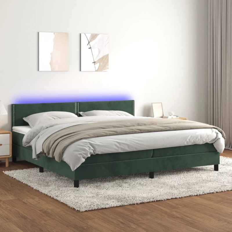 ΚΡΕΒΑΤΙ BOXSPRING ΜΕ ΣΤΡΩΜΑ & LED ΣΚ. ΠΡΑΣΙΝΟ 200X200ΕΚ ΒΕΛΟΥΔΟ 3134366