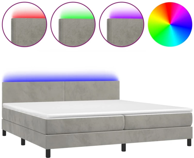 ΚΡΕΒΑΤΙ BOXSPRING ΜΕ ΣΤΡΩΜΑ & LED ΑΝ.ΓΚΡΙ 200X200 ΕΚ. ΒΕΛΟΥΔΙΝΟ 3134303