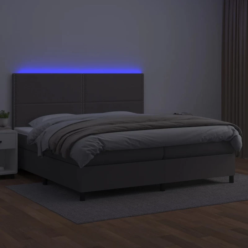 ΚΡΕΒΑΤΙ BOXSPRING ΜΕ ΣΤΡΩΜΑ & LED ΓΚΡΙ 200X200 ΕΚ. ΣΥΝΘ. ΔΕΡΜΑ 3135907