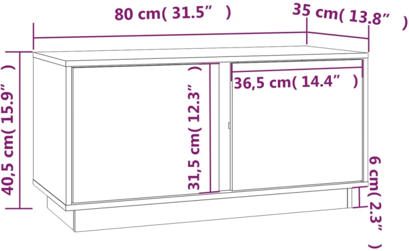 ΈΠΙΠΛΟ ΤΗΛΕΟΡΑΣΗΣ ΓΚΡΙ 80X35X40,5 ΕΚ. ΑΠΟ ΜΑΣΙΦ ΞΥΛΟ ΠΕΥΚΟΥ 814471