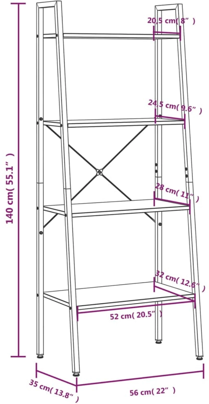 ΡΑΦΙΕΡΑ 4 ΕΠΙΠΕΔΩΝ ΑΝΟΙΧΤΟ ΚΑΦΕ & ΜΑΥΡΟ 56 X 35 X 140 ΕΚ. 336364