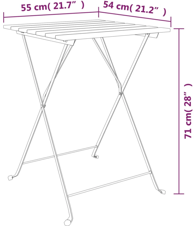 ΤΡΑΠΕΖΙ BISTRO ΠΤΥΣΣΟΜ. 55X54X71 ΕΚ. ΜΑΣΙΦ ΞΥΛΟ TEAK & ΑΤΣΑΛΙ 319978
