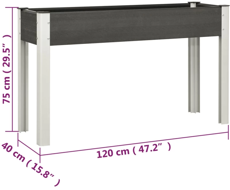 ΖΑΡΝΤΙΝΙΕΡΑ ΚΗΠΟΥ ΥΠΕΡΥΨΩΜΕΝΗ ΓΚΡΙ 120X 40 X 75 ΕΚ. ΑΠΟ WPC 362566
