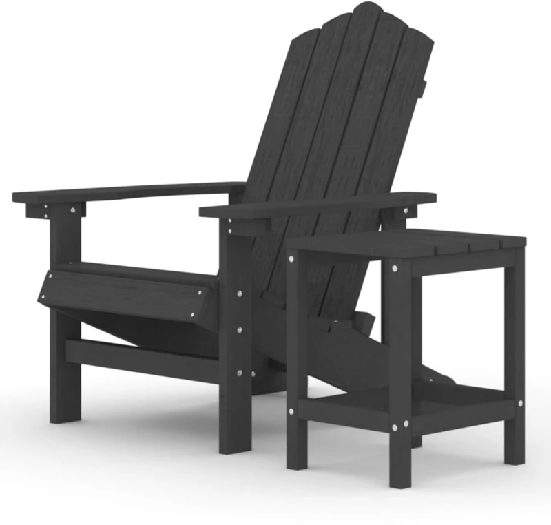 ΚΑΡΕΚΛΑ ΚΗΠΟΥ ADIRONDACK ΑΝΘΡΑΚΙ ΑΠΟ HDPE ΜΕ ΤΡΑΠΕΖΑΚΙ 3095701