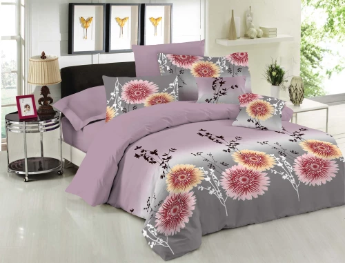 Σετ Κουβερλί LE BLANC Premium Cotton 100% Chrysanthemum Lilac Υπέρδιπλο 220x240