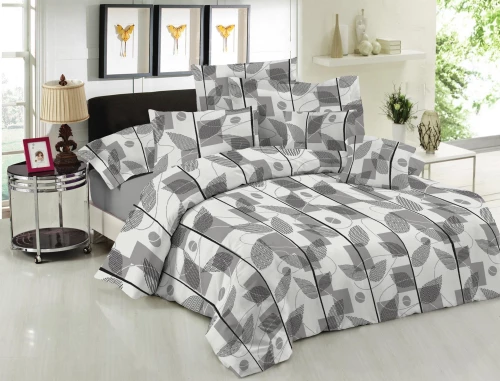 Σετ Κουβερλί Le Blanc Premium Cotton 100% Leaves Grey Μονό 160x240