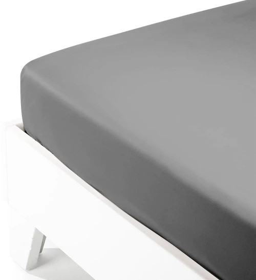 Κατωσέντονο Satin με λάστιχο dark Grey Διπλό (160x200+35)