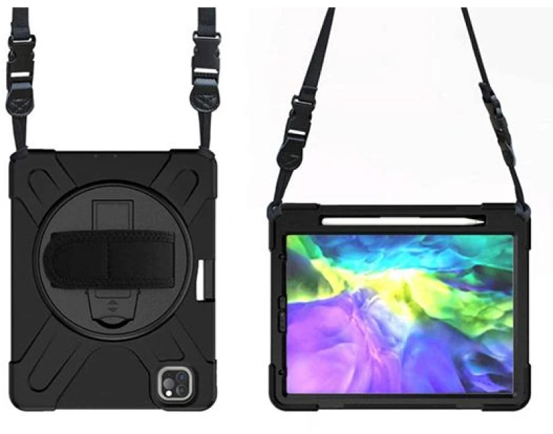 Θήκη TECH PROTECT SURVIVE Securit για Apple iPad 12.9 (2020 - 4th gen), με χειρολαβή & ιμάντα ώμου , polybag edt - ΜΑΥΡΟ - MWB-CIPDP129-013-BLK