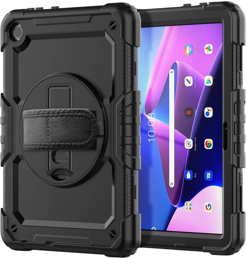 Θήκη TECH PROTECT SOLID360 με περιστρεφόμενη βάση, ιμάντα χειρός, ιμάντα ώμου για LENOVO TAB M10 10.1 3RD GEN 2022 TB-328FU/TB-328XU - ΜΑΥΡΟ