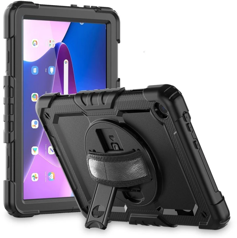 Θήκη TECH PROTECT SOLID360 με περιστρεφόμενη βάση, ιμάντα χειρός, ιμάντα ώμου για LENOVO TAB M10 10.1 3RD GEN 2022 TB-328FU/TB-328XU - ΜΑΥΡΟ
