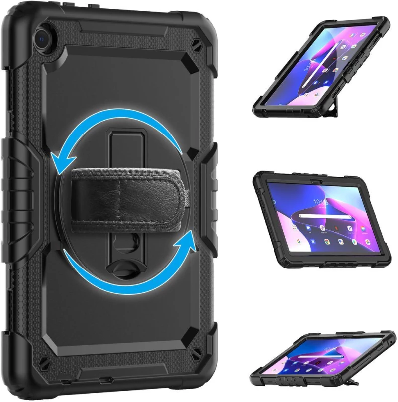 Θήκη TECH PROTECT SOLID360 με περιστρεφόμενη βάση, ιμάντα χειρός, ιμάντα ώμου για LENOVO TAB M10 10.1 3RD GEN 2022 TB-328FU/TB-328XU - ΜΑΥΡΟ