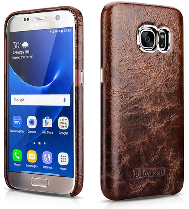 Θήκη ICARER Δερμάτινη Oil Wax Back Cover για SAMSUNG GALAXY S7 - COFFEE