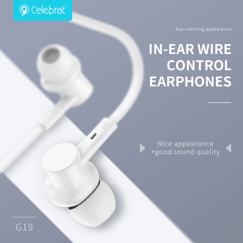 CELEBRAT earphones με μικρόφωνο G19  3.5mm  1.2m  λευκά