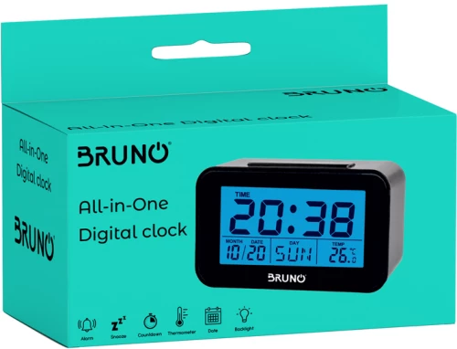 BRUNO ξυπνητήρι BRN-0130 με μέτρηση θερμοκρασίας  °C & °F  μαύρο