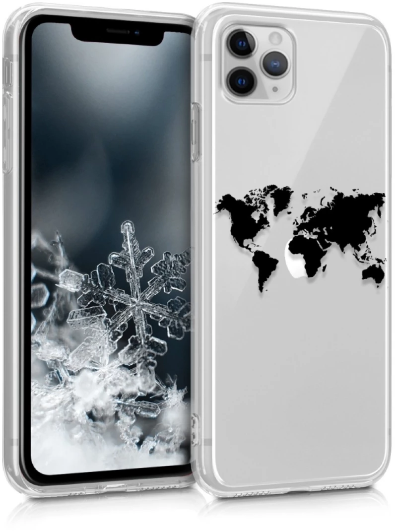 KW TPU Silicone Case iPhone 11 Pro Max - Design Travel - Black / Transparent (49794.01)