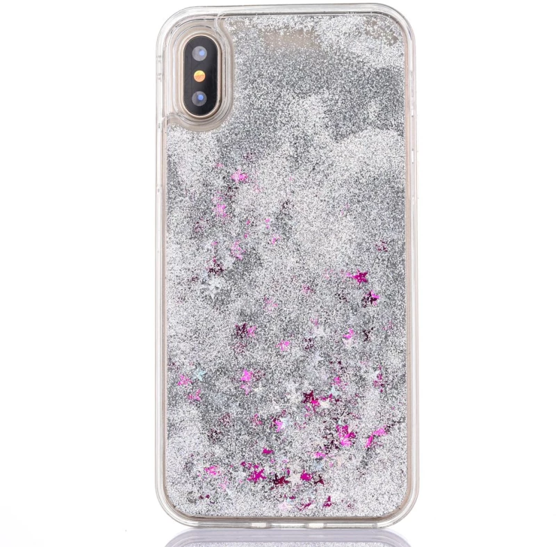 Samsung Galaxy J4 Plus 2018 - Silicone Back Cover Liquid Glitter Case With Colorful Stars (oem)