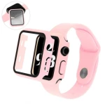 2 in 1 Silicone Strap Watch Band & Protective Case Cover With Tempered Glass Size 40/44- Pink (oem)