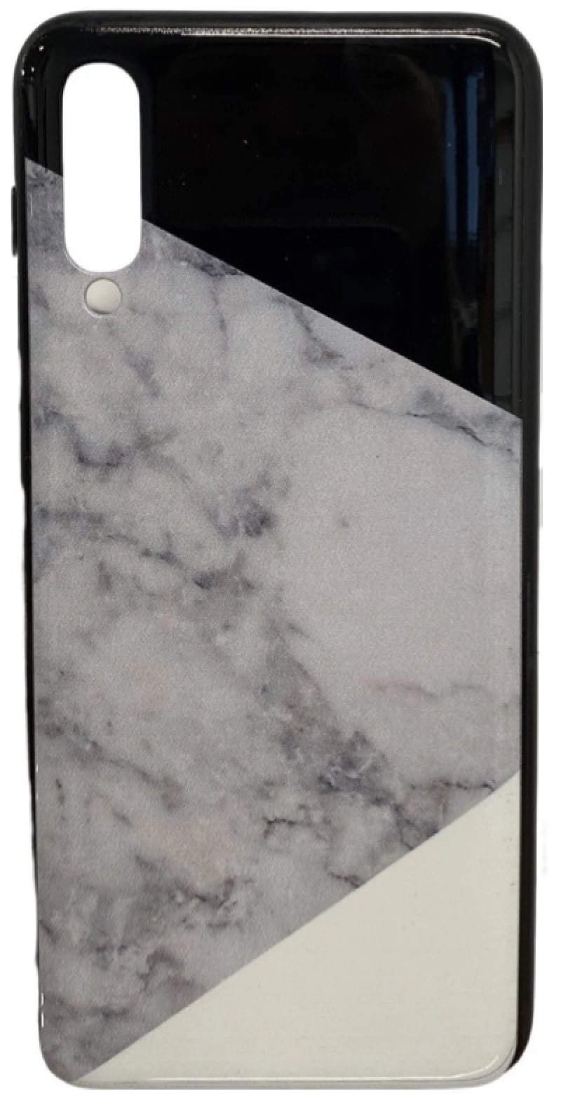 Samsung Galaxy A50 - Case Θήκη Σιλικόνης με σχέδιο σχήματα (Μαύρο-Λευκό-Marble) oem