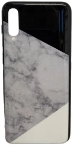 Samsung Galaxy A50 - Case Θήκη Σιλικόνης με σχέδιο σχήματα (Μαύρο-Λευκό-Marble) oem