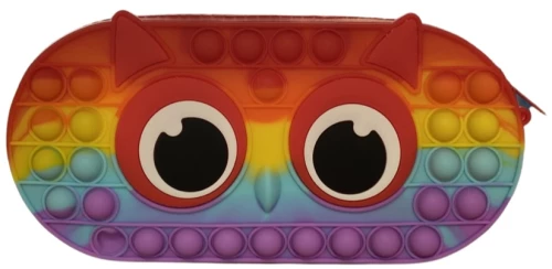New Silicone Pop It Fidget Pencil Case- Κασετίνα/ Νεσεσέρ  Rainbow owl (21Χ10Χ3cm) G740863