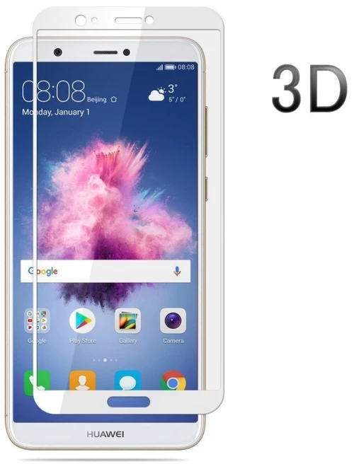 Huawei P Smart - 3D Curved Edge Tempered Glass Full Coverage White (OEM)