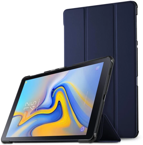 Samsung Galaxy Tab A 10.5 Case (2018 released SM-T590 / T595) - Slim Thin Leather Case Book cover με πίσω κάλυμμα σιλικόνης Διάφανο – Navy Blue Metallic (oem)