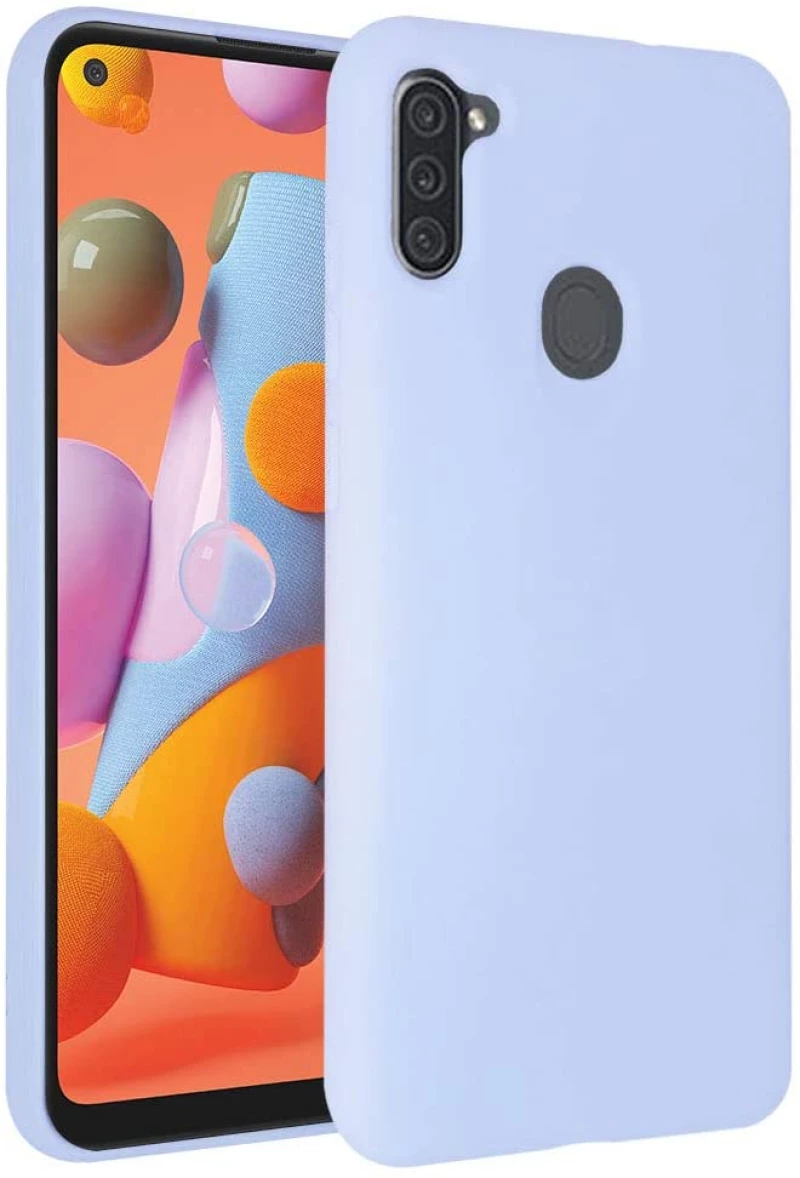 Samsung Galaxy M11/A11– Anti-slip Liquid Silicone Gel Rubber Bumper Case with Soft Microfiber Lining Cushion Slim Hard Shell- Light Blue (oem)