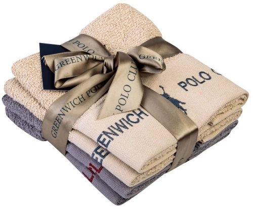 ΠΕΤΣΕΤΕΣ ΣΕΤ 4ΤΕΜ (ΧΕΡΙΩΝ) (2671) - GREENWICH POLO CLUB (DAS HOME) 2671 / 100% ΒΑΜΒΑΚΙ