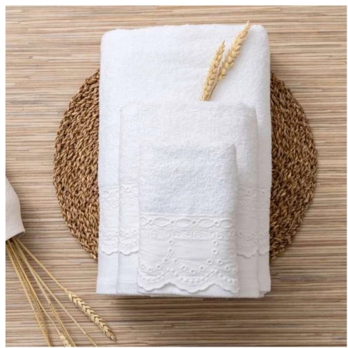 ΠΕΤΣΕΤΕΣ ΣΕΤ 3ΤΕΜ (ISABELLA ΛΕΥΚΟ) - BOREA HOME ISABELLA ΛΕΥΚΟ / 100% ΒΑΜΒΑΚΙ