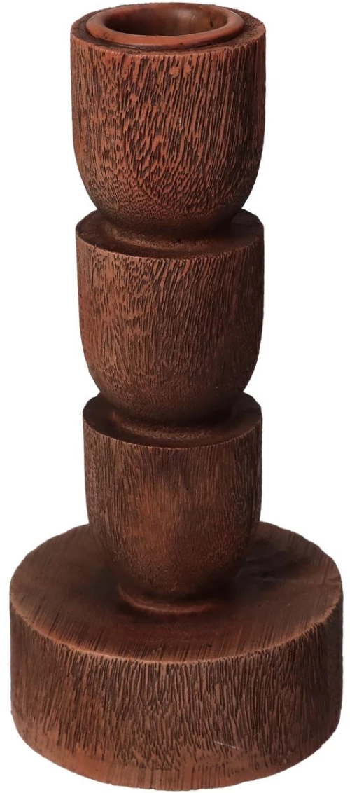 Κηροπήγιο Καφέ Polyresin 7x7x15cm