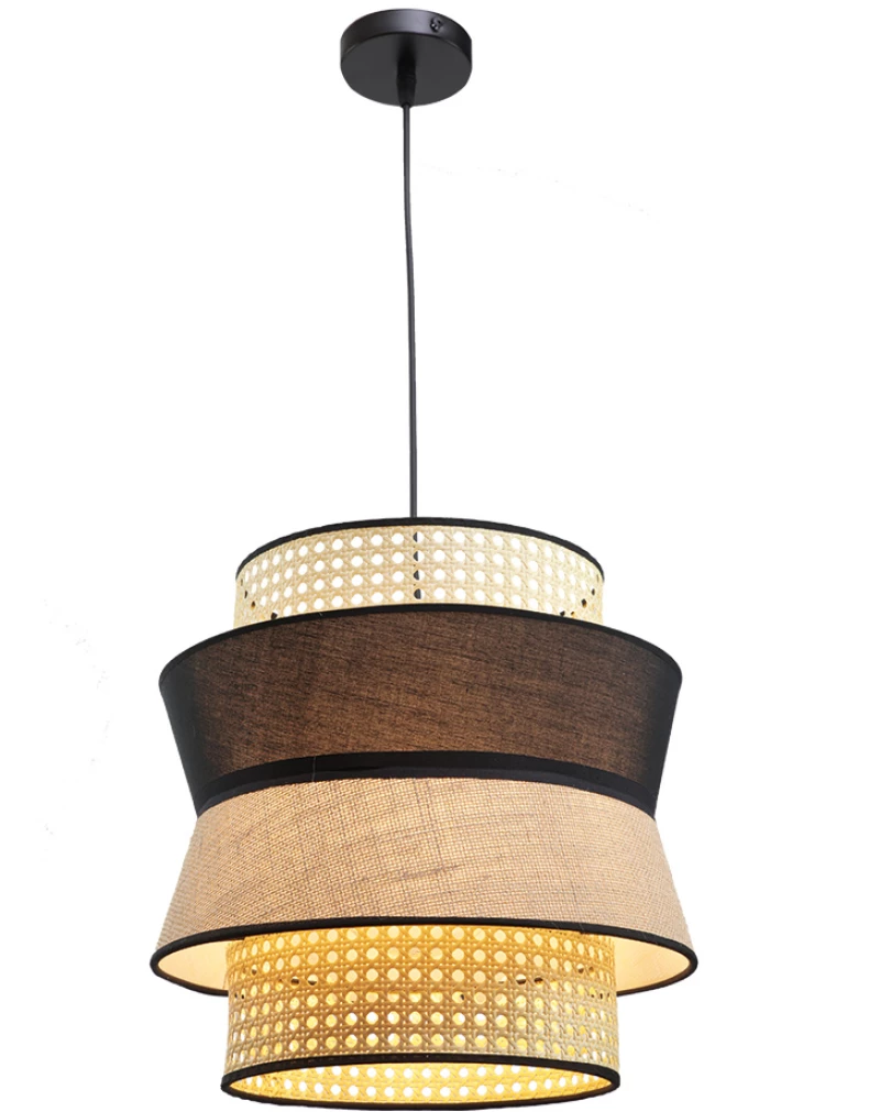 Μονόφωτο Καπέλο  Ψάθα-Ύφασμα 1xE27 D:30cmx25cm Inlight 4045