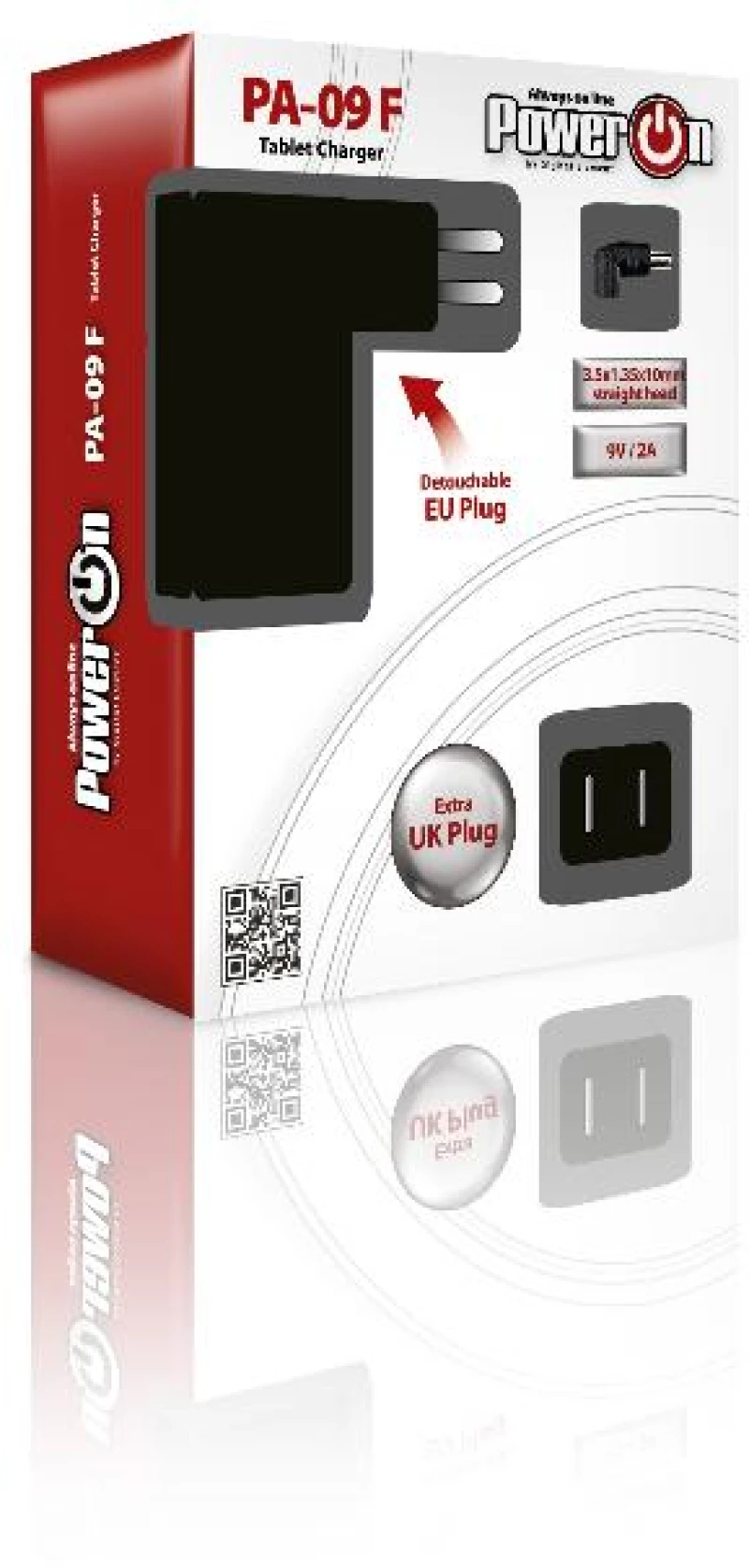 POWER ON Tablet Adaptor Power On 9V 2A 3.5 x 1.35 x 10 050080