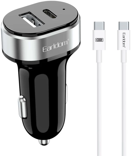 Φορτιστή αυτοκινήτου Earldom ES-CC14, 1xUSB, 1xType-C, με καλώδιο PD Type-C, Μαυρο - 40244