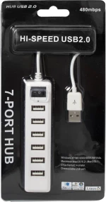 USB hub No Brand, USB 2.0, 7 θύρες, μαύρο - 12057