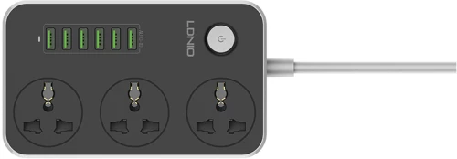 Ldnio Πολύπριζο 3 Θέσεων με Διακόπτη, 6 USB και Καλώδιο 2m Μαύρο (SC3604)