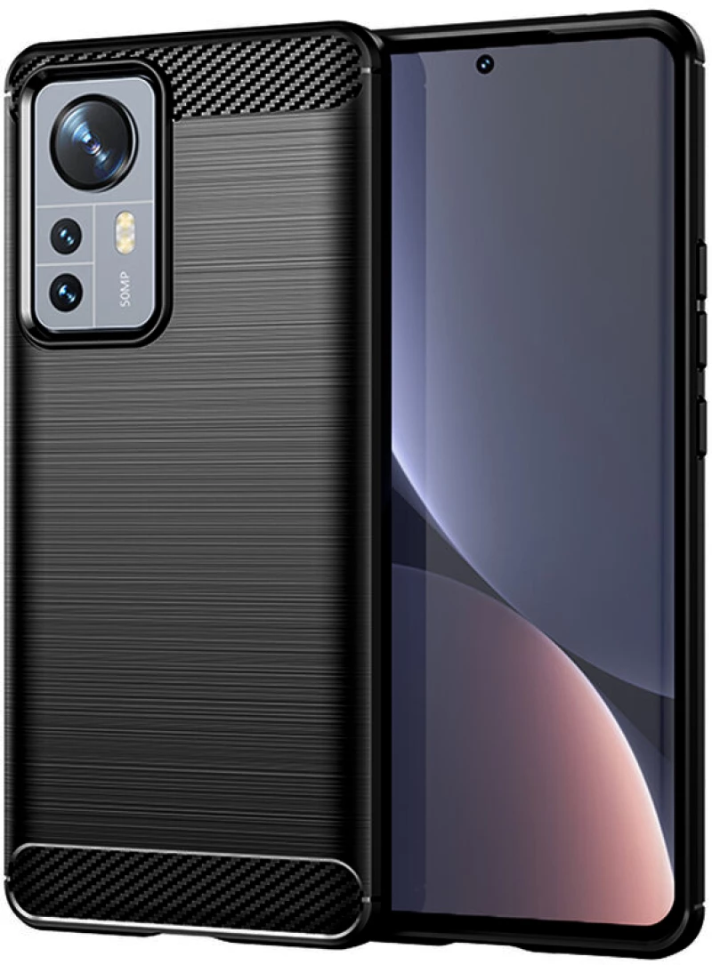 Techsuit Husa pentru Xiaomi 12 Pro - Techsuit Carbon Silicone - Black 5949419030961