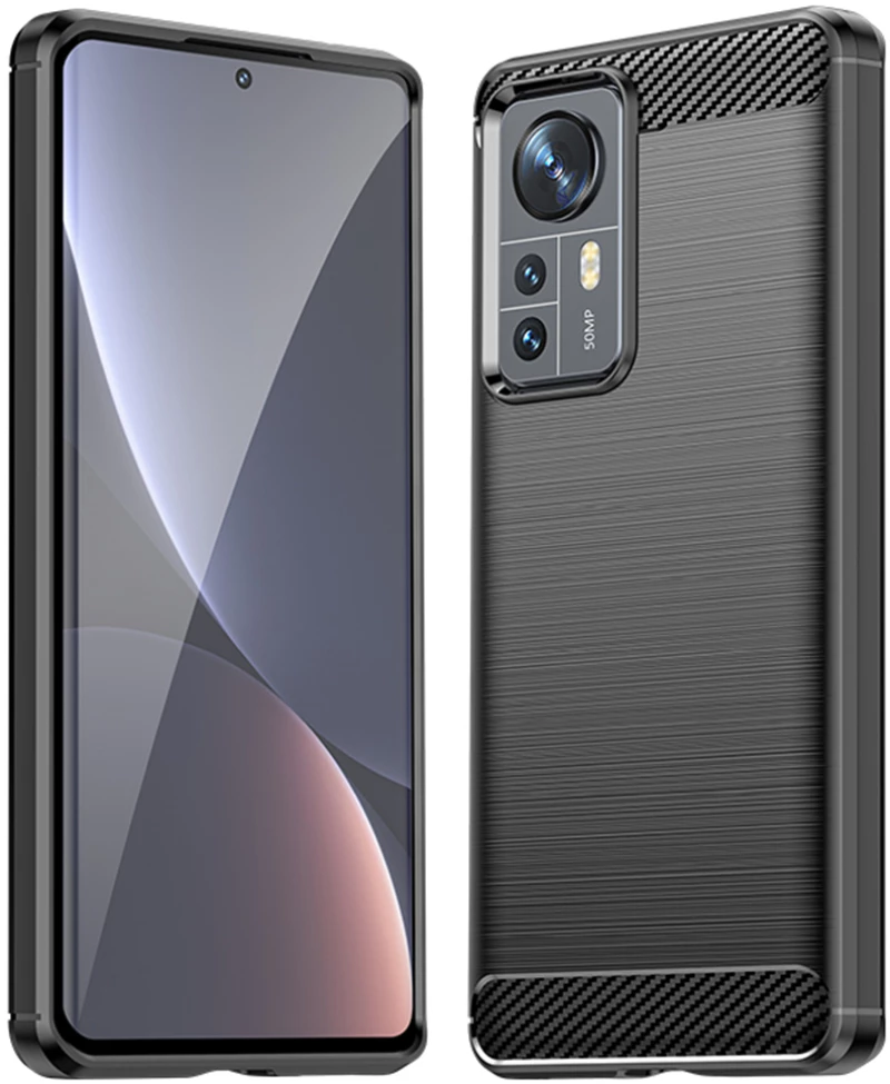 Techsuit Husa pentru Xiaomi 12 Pro - Techsuit Carbon Silicone - Black 5949419030961