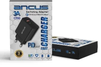 Ancus Φορτιστής Ταξιδίου Switching Ancus Supreme Series C70D Dual Fast Charge με USB/USB-C Έξοδο QC3.0 PD 30W Μαύρο 35083 5210029092237