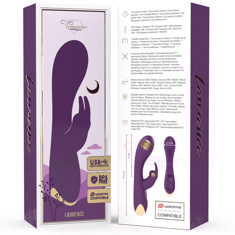 TREASURE LAURENCE RABBIT VIBRATOR WATCHME WIRELESS TECHNOLOGY COMPATIBLE