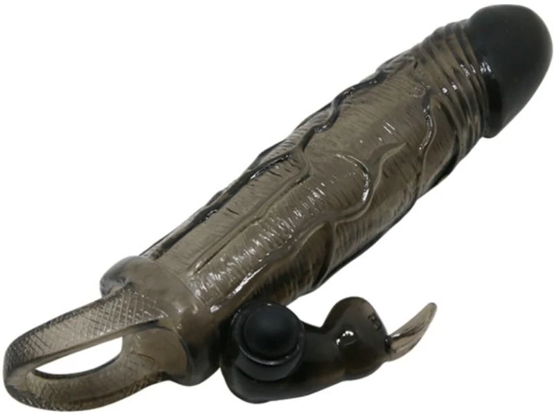 BRAVE MAN PENIS COVER WITH RABBIT BLACK 16.5 CM