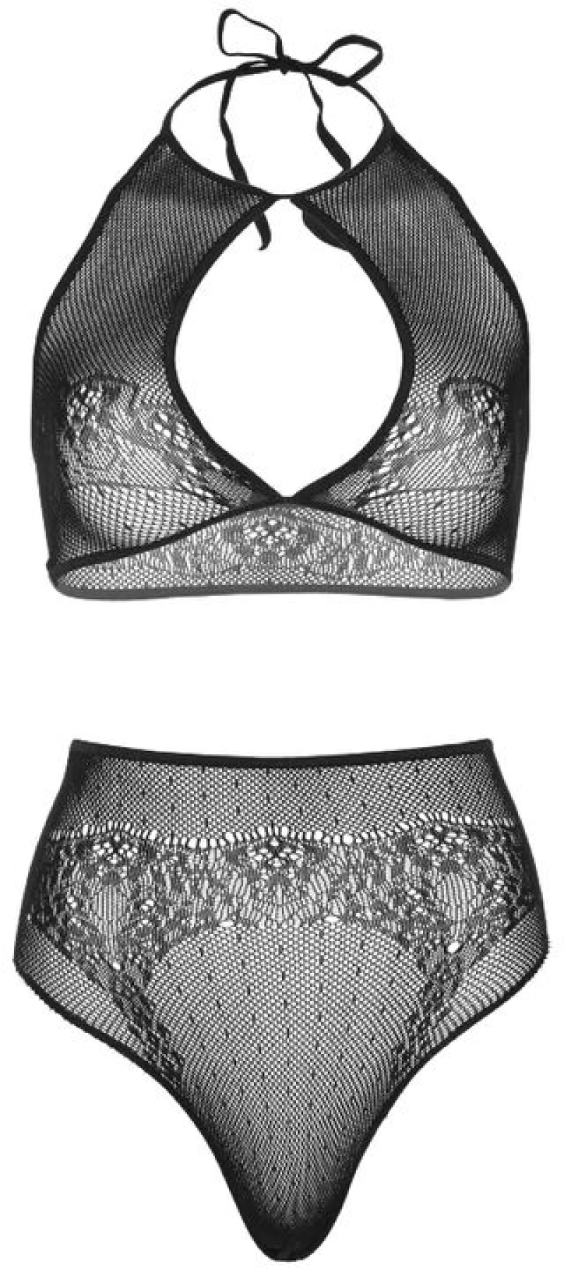 LEG AVENUE TWO PIECES SET HALTER CROP TOP & THONG PANTY PANTY ONE SIZE