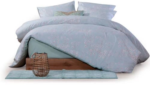 NEF-NEF ΣΕΝΤΟΝΙ DAISARIO  ΣΕΤ ΜΟΝΟ 2Χ(170Χ270)-1Χ(52Χ72) AQUA 100% ΒΑΜΒΑΚΙ